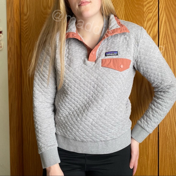 Patagonia Sweaters - Patagonia Organic Cotton Quilt Snap-T Pullover Sweatshirt Sweater Grey Medium
